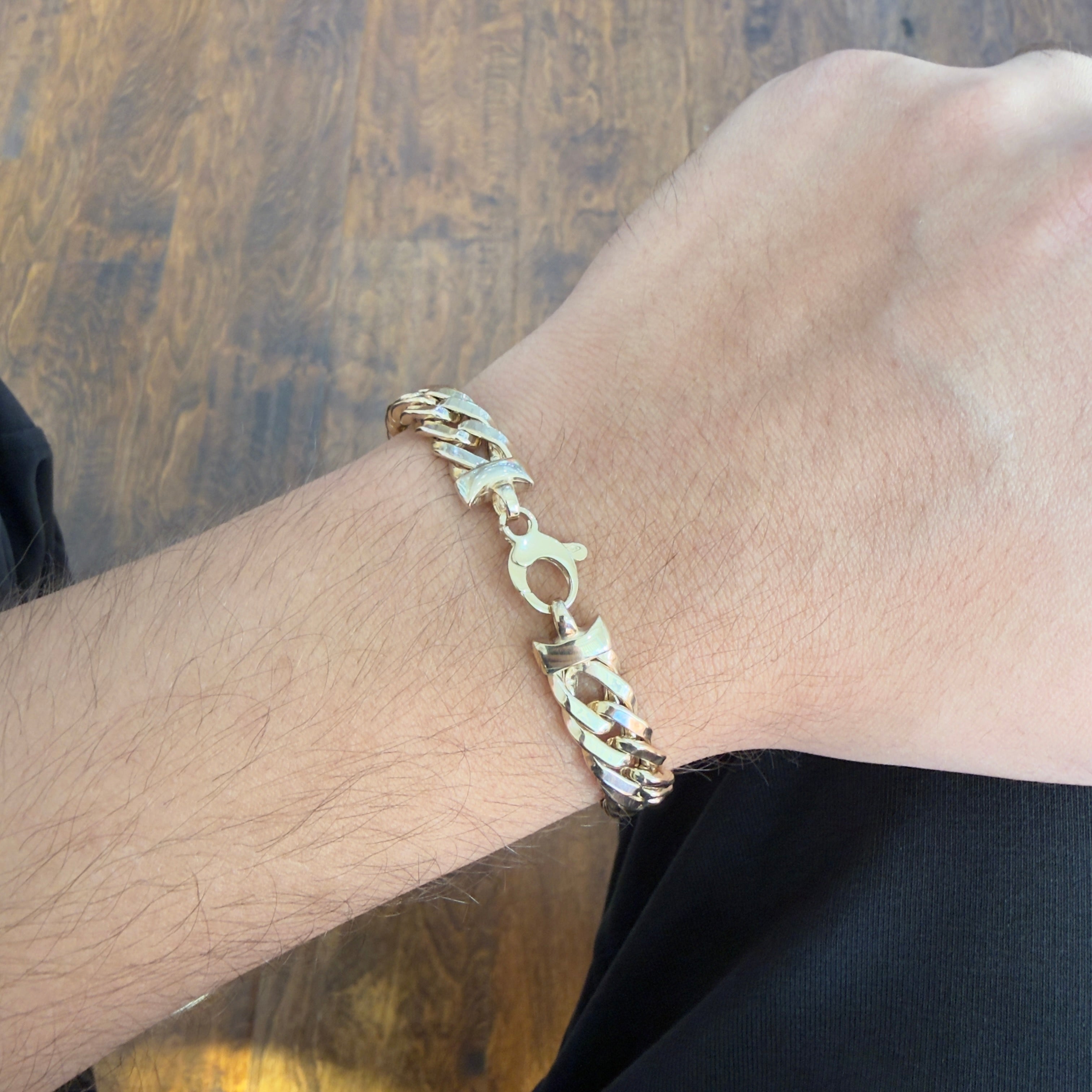 Double Link Cuban Bracelet solid 14K gold jewelry
