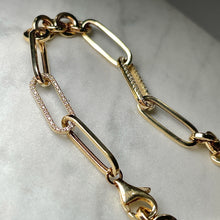 Load image into Gallery viewer, 14KT Yellow Gold Cubic Zirconia Paperclip Bracelet
