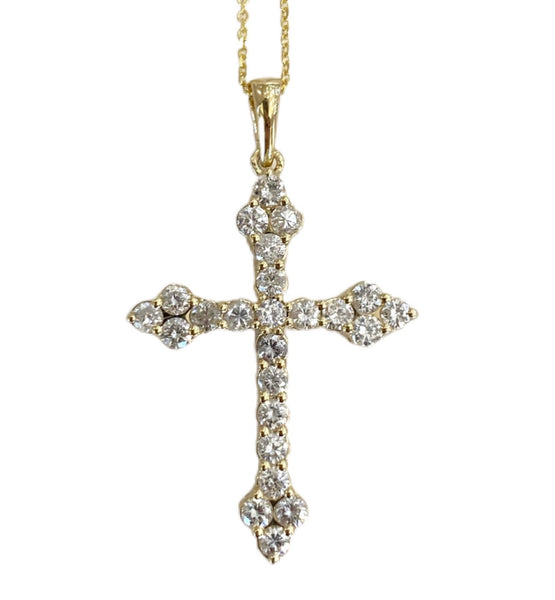 14Kt Yellow Gold Diamond Cross Necklace