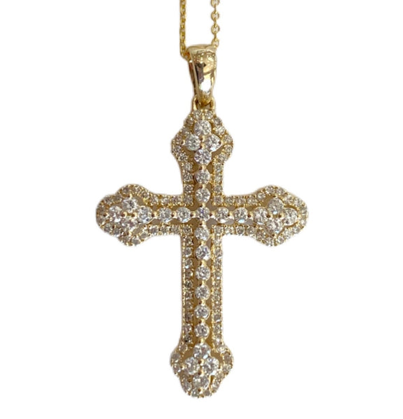 14Kt Yellow Gold Diamond Cross Necklace