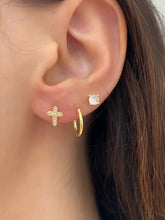 Load image into Gallery viewer, 14Kt Yellow Gold Diamond Cross Stud Earrings
