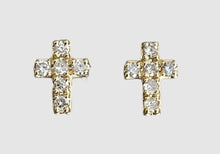 Load image into Gallery viewer, 14Kt Yellow Gold Diamond Cross Studs
