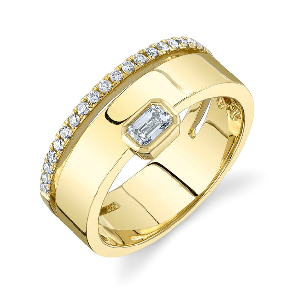 14K Yellow Gold Diamond Emerald Ring