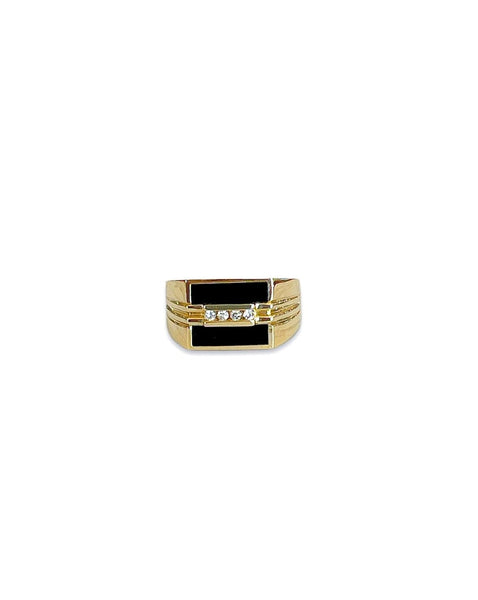 Men's Black Onyx 14kt Yellow Gold Diamond Ring
