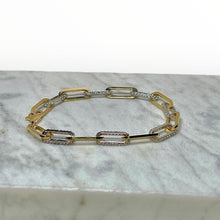Load image into Gallery viewer, 14KT Cubic Zirconia Paperclip Bracelet
