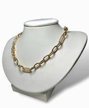 Load image into Gallery viewer, 14KT Yellow Gold Cubic Zirconia Paperclip Necklace
