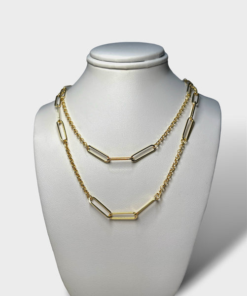 14KT Yellow Gold Paperclip Necklace