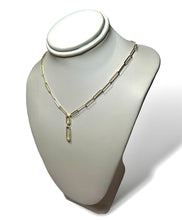 Load image into Gallery viewer, 14KT Yellow Gold Diamond Dangling Paperclip Necklace
