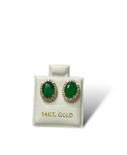 Load image into Gallery viewer, Oval Diamond Emerald Earring - Pushback
