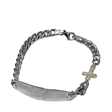 Load image into Gallery viewer, 14KT White Gold Toddler ID Bracelet with Cross
