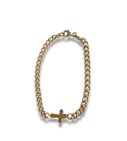 14KT Yellow Gold Toddler Bracelet with Cross