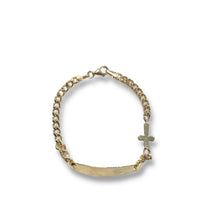 Load image into Gallery viewer, 14KT Yellow Gold Toddler ID Bracelet with Cross
