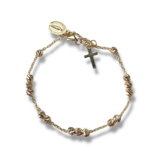 Load image into Gallery viewer, 18KT Yellow Gold Virgin Mary + Dangling Cross Bracelet
