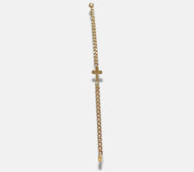 Load image into Gallery viewer, 18KT Yellow Gold Kid&#39;s Cuban Chain Bracelet + Cross
