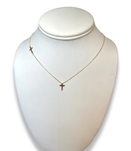 18KT Yellow Gold Necklace with 2 Crosses