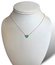Load image into Gallery viewer, 14KT Yellow Gold Turquoise Heart with Diamond Outline
