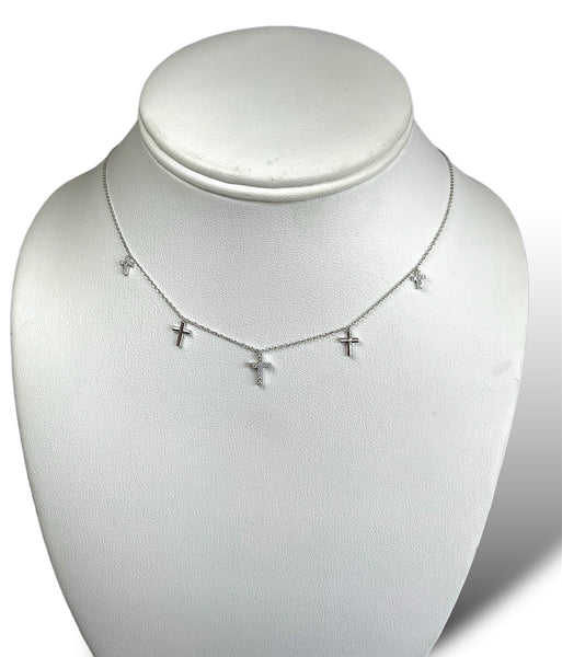 14KT White Gold Mini-Cross Necklaces