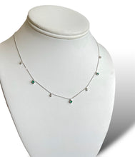 Load image into Gallery viewer, 14KT White Gold Dangling Emerald Necklace
