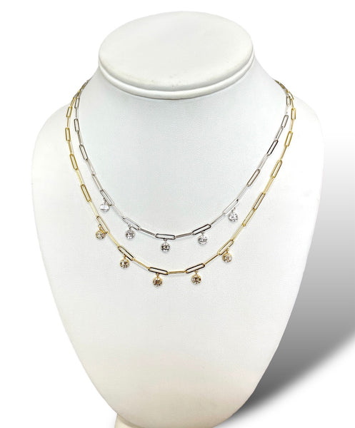 14KT Gold Paperclip Diamond Necklace