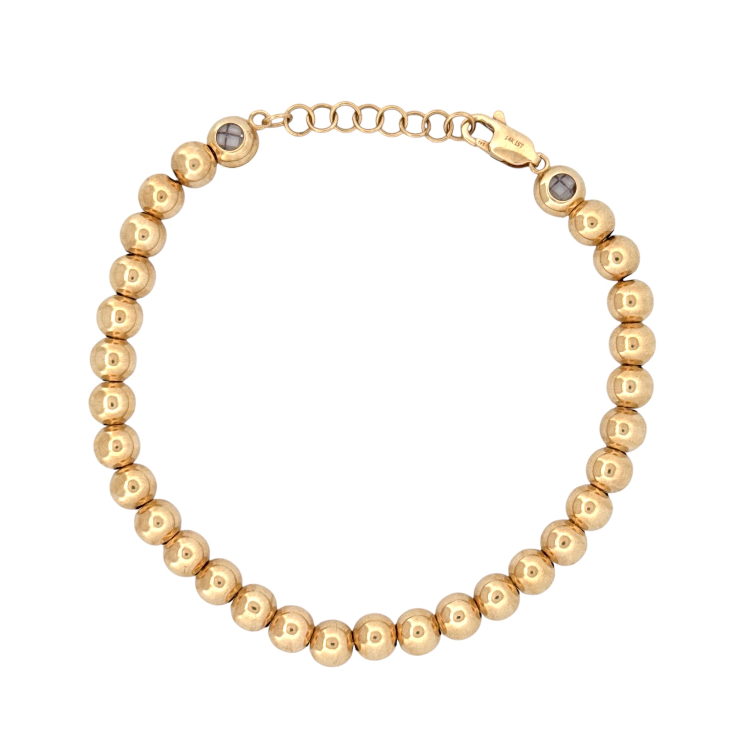 Large Gold Bead Bracelet in solid 14k gold – handcrafted by Nancy's Jewelry