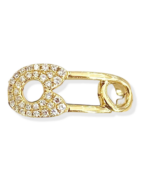 14Kt Yellow Gold Diamond Small Safety Pin Ring