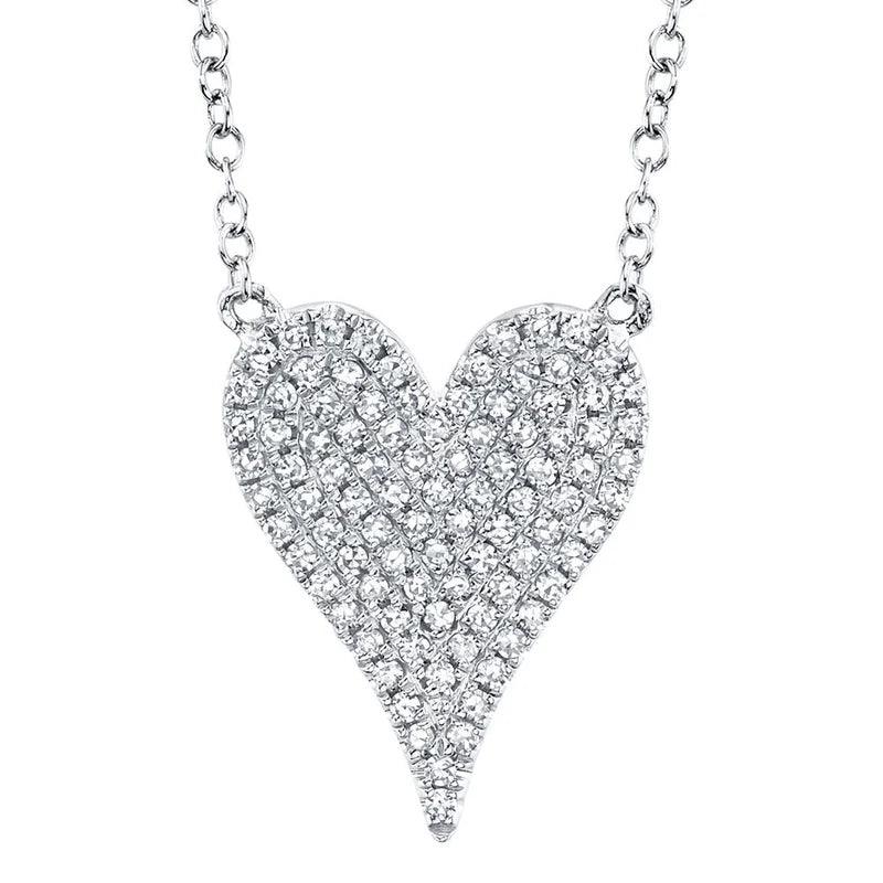 0.21CT Diamond Pave Heart Necklace in solid 14k gold – handcrafted by Nancy's Jewelry