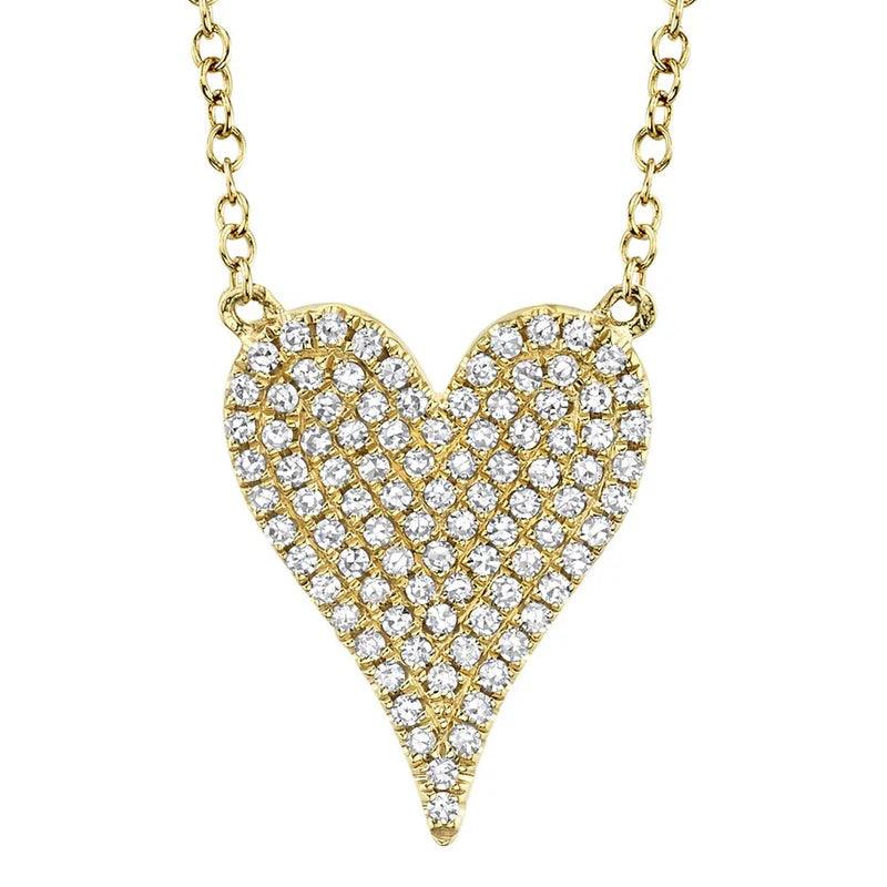 0.21CT Diamond Pave Heart Necklace | Necklaces in 14K Gold = Nancy's Jewelry