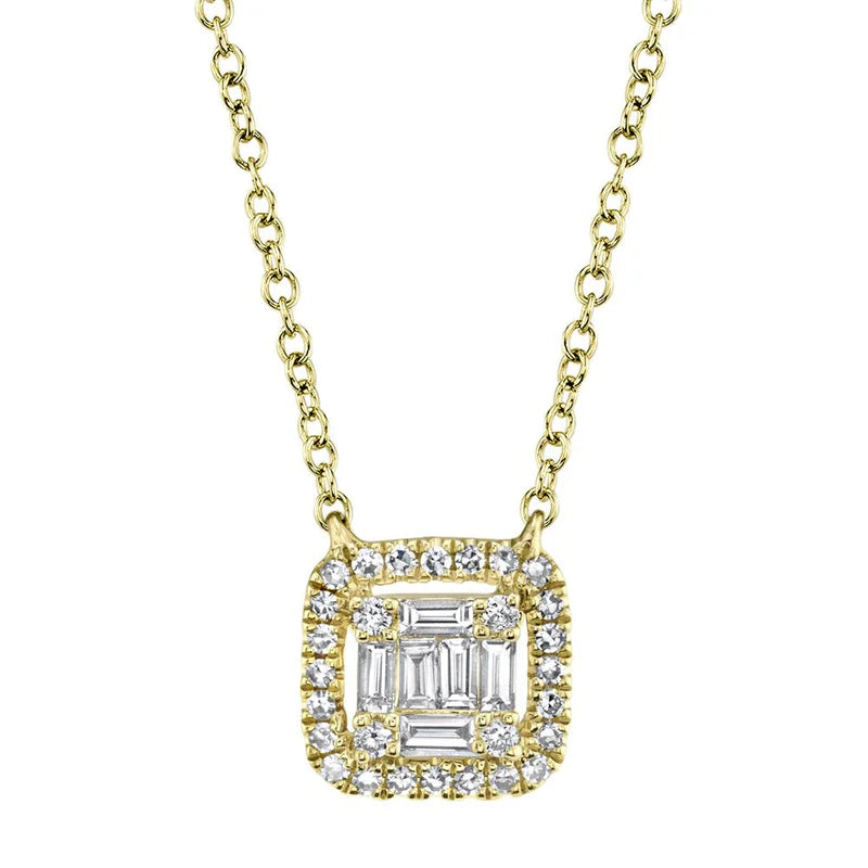 0.22CT Diamond Baguette Necklace | Necklaces in 14K Gold = Nancy's Jewelry
