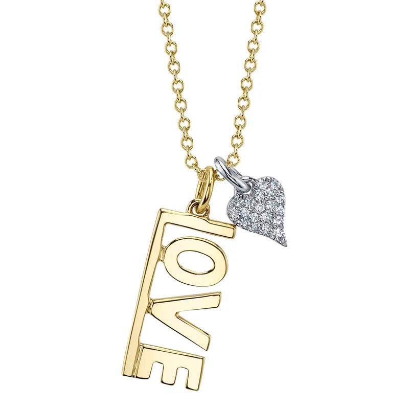0.04CT Diamond Heart "LOVE" Necklace | Necklaces in 14K Gold = Nancy's Jewelry