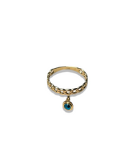 Load image into Gallery viewer, 14KT Yellow Gold Ring -Cuban Sided Dangling Eye
