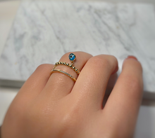 Load image into Gallery viewer, 14KT Cubic Zirconia 2 Row Ball Ring - Dangling Eye
