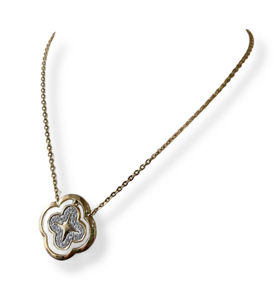 14KT Yellow Gold 2-Clover Necklace