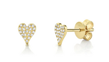 Load image into Gallery viewer, 0.10CT  Pave Heart  Stud Earrings - Mini
