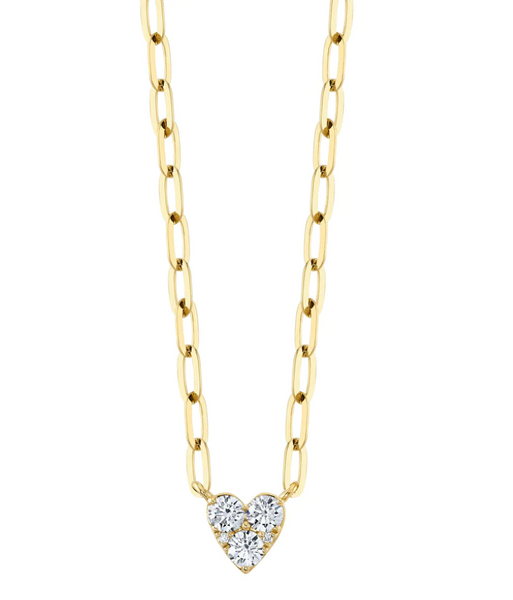 0.41CT Diamond Heart Paper Clip Link Necklace