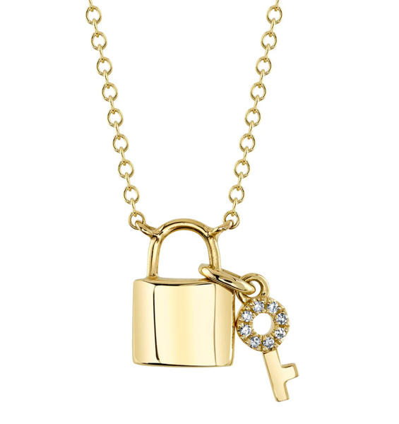 0.02CT Diamond Lock & Key Necklace
