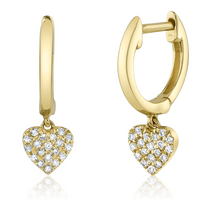 Load image into Gallery viewer, 0.09CT Diamond Pave Heart Huggie Earring
