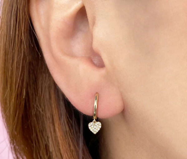 0.09CT Diamond Pave Heart Huggie Earring