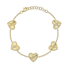 Load image into Gallery viewer, 0.10CT Diamond Bezel Heart Bracelet
