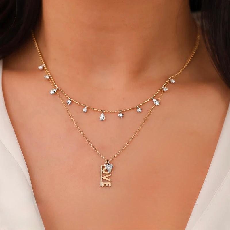 0.04CT Diamond Heart "LOVE" Necklace | Necklaces in 14K Gold = Nancy's Jewelry