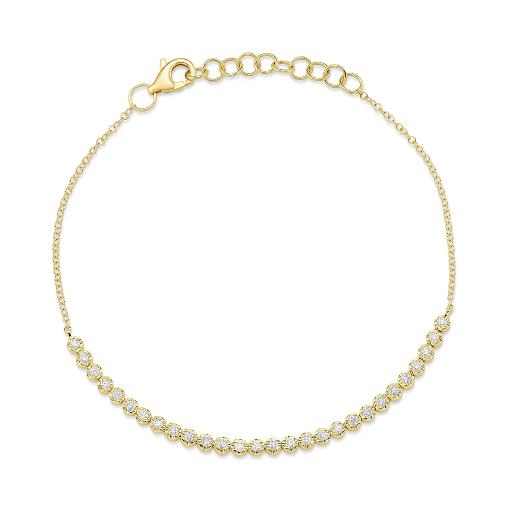 14K Yellow Gold Diamond Crown-Set Chain Bracelet