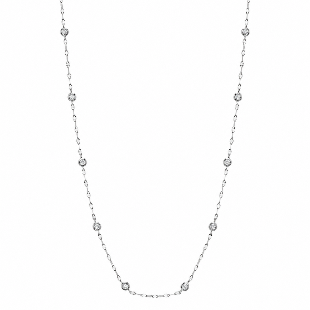 14K Rose Gold Diamond Bezel Sparkle Chain Necklace