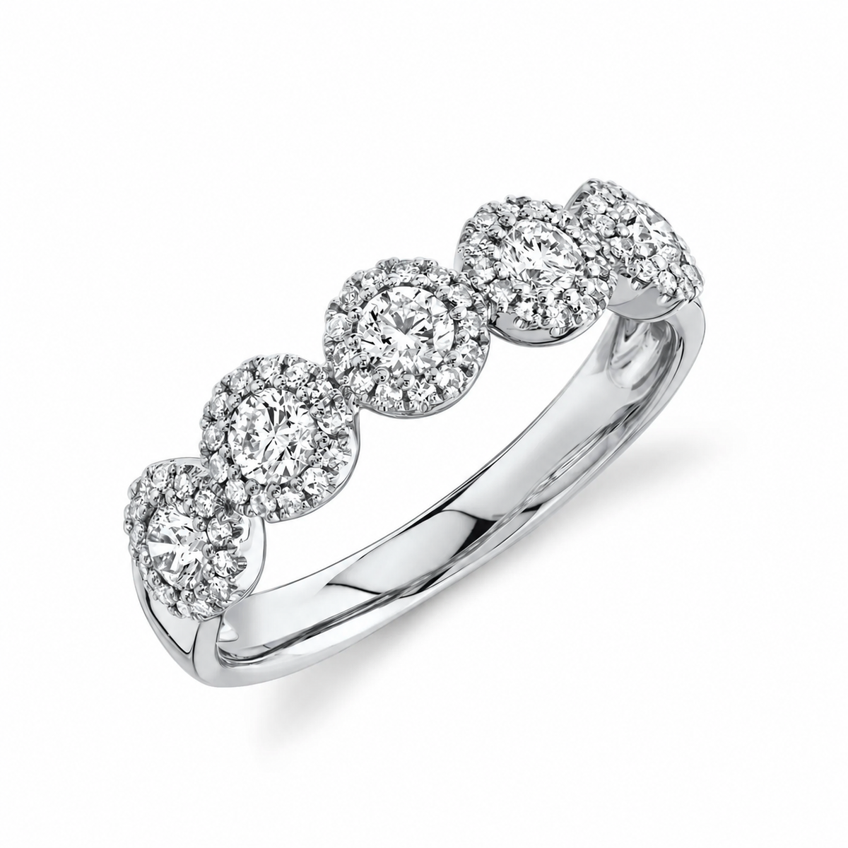 14K White Gold Diamond Halo Band