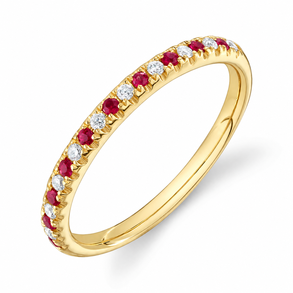 14K Yellow Gold Ruby & Diamond Band