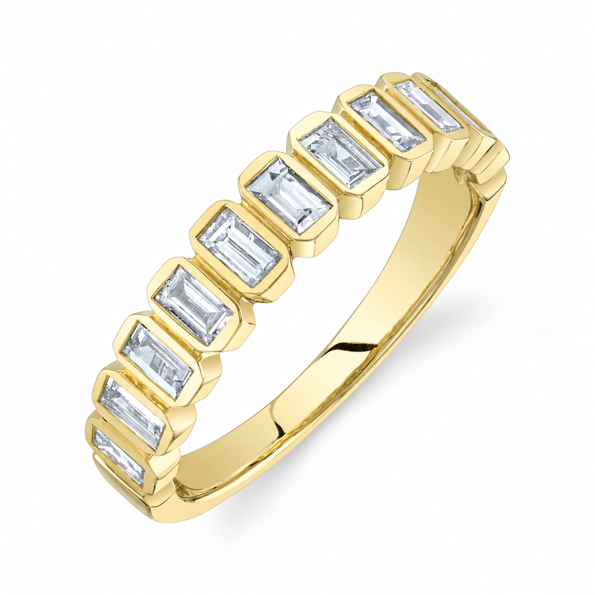 14K Yellow Gold Baguette Bezel Band
