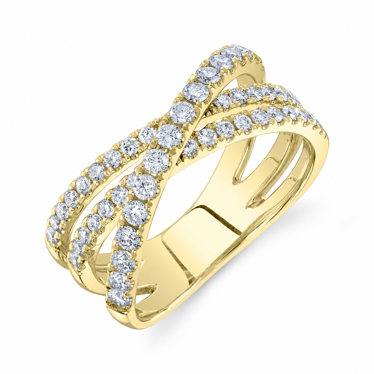 14K Yellow Gold Diamond Bridge Ring