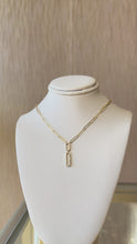 Load and play video in Gallery viewer, 14KT Yellow Gold Diamond Dangling Paperclip Necklace
