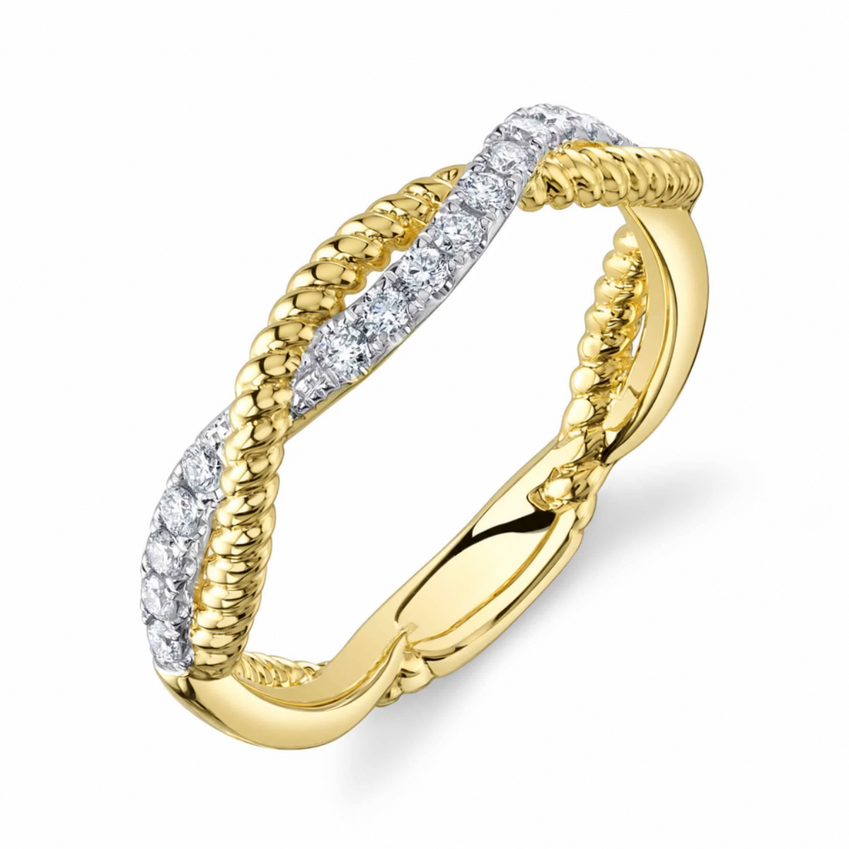 14K Yellow Gold Diamond Twisted Ring