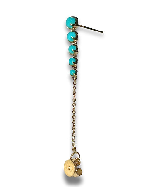 14KT Yellow Gold Turquoise Dangling Ball Earring
