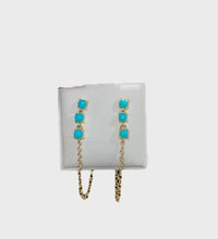 Load image into Gallery viewer, 14KT Yellow Gold Turquoise Dangling Ball Earring
