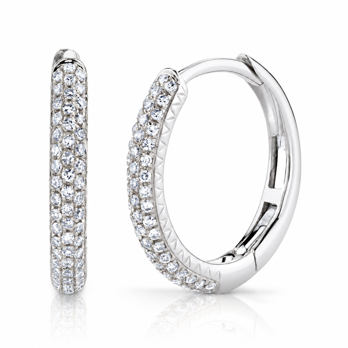 14K White Gold Pavé Hoop Earring